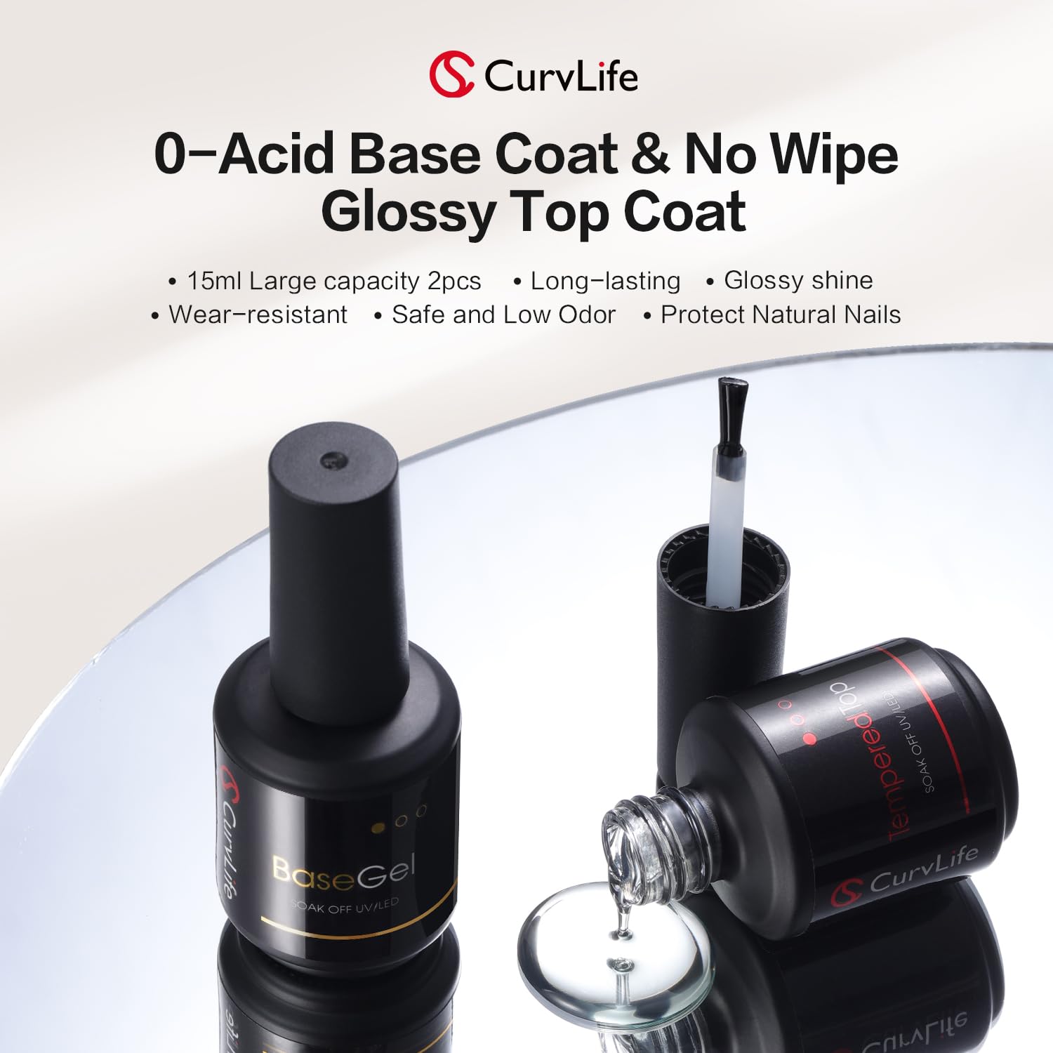 CurvLife top coat set packaging highlights travel-friendly size
