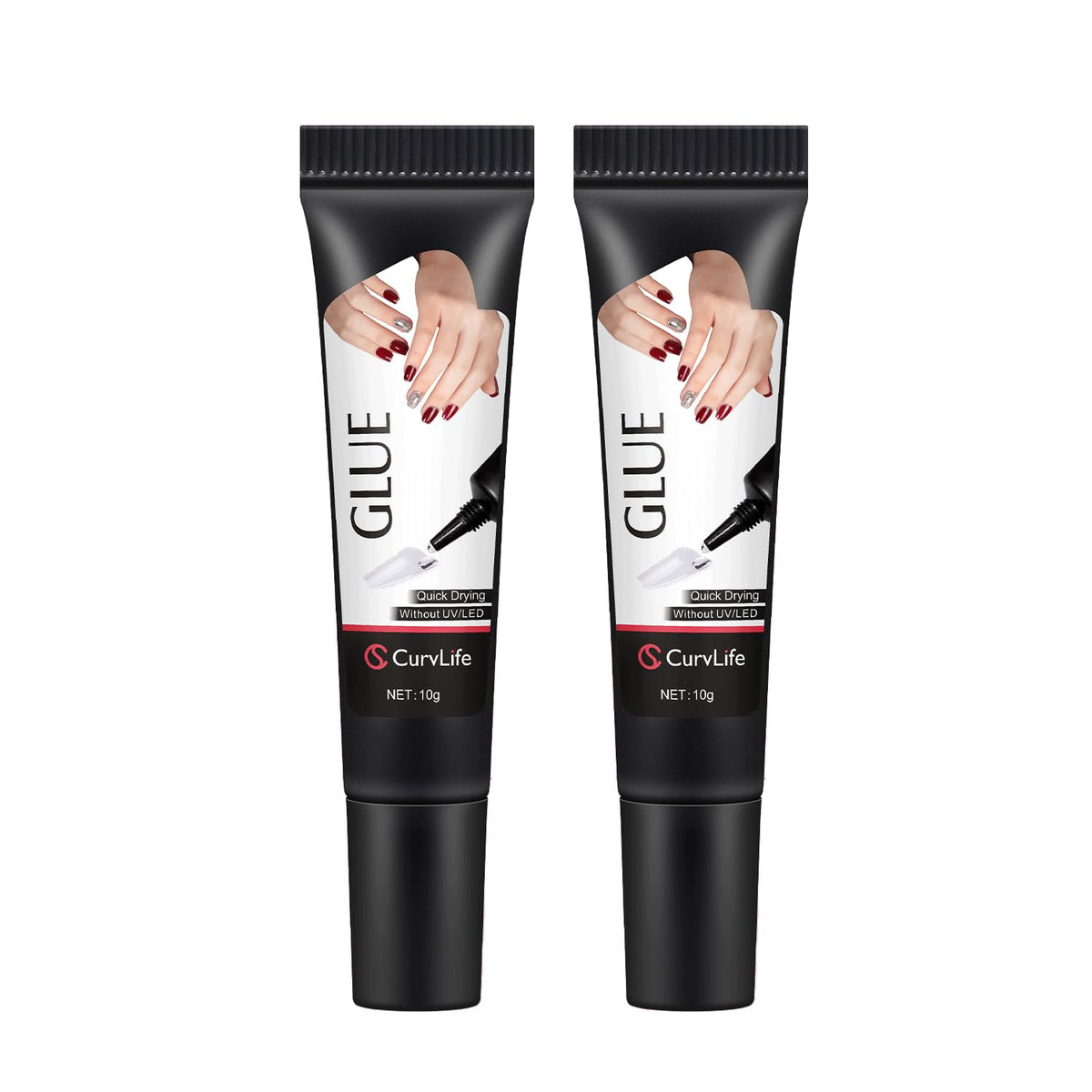 CurvLife upgraded nail glue packaging, a sleek 10g semi-solid bottle for at-home manicures