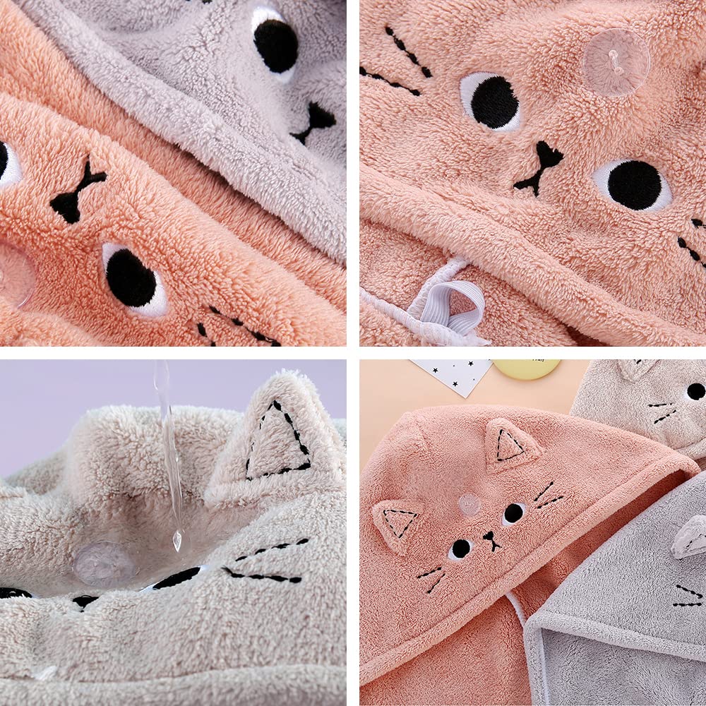Cute Cat towel wrap absorbent microfiber fabric speeds drying