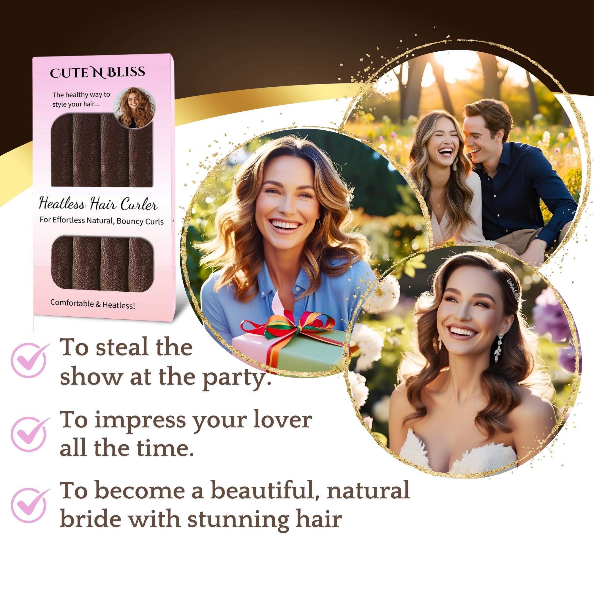 CUTE N BLISS satin scarf for overnight curls, gentle and frizz-free morning waves