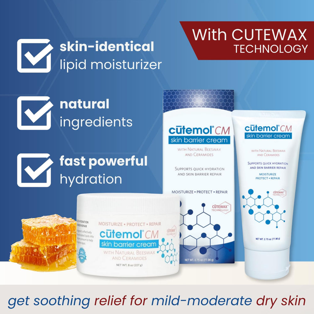 Cutemol CM beeswax ceramide technology highlights protective seal and barrier support.