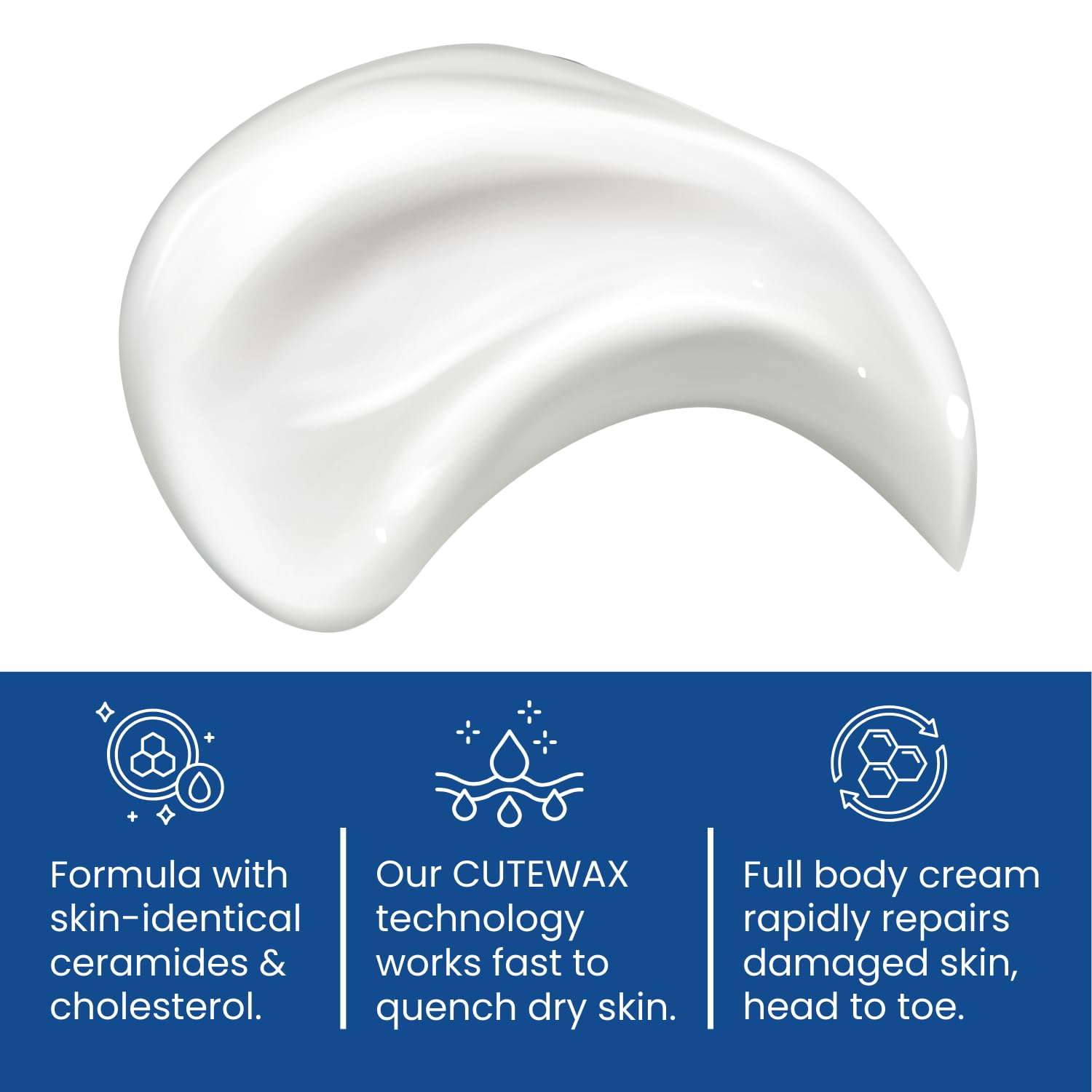 Cutemol CM cream texture being spread to demonstrate quick absorption.