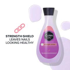 Close-up of Cutex label highlighting hydrolyzed silk and vitamins E and B5