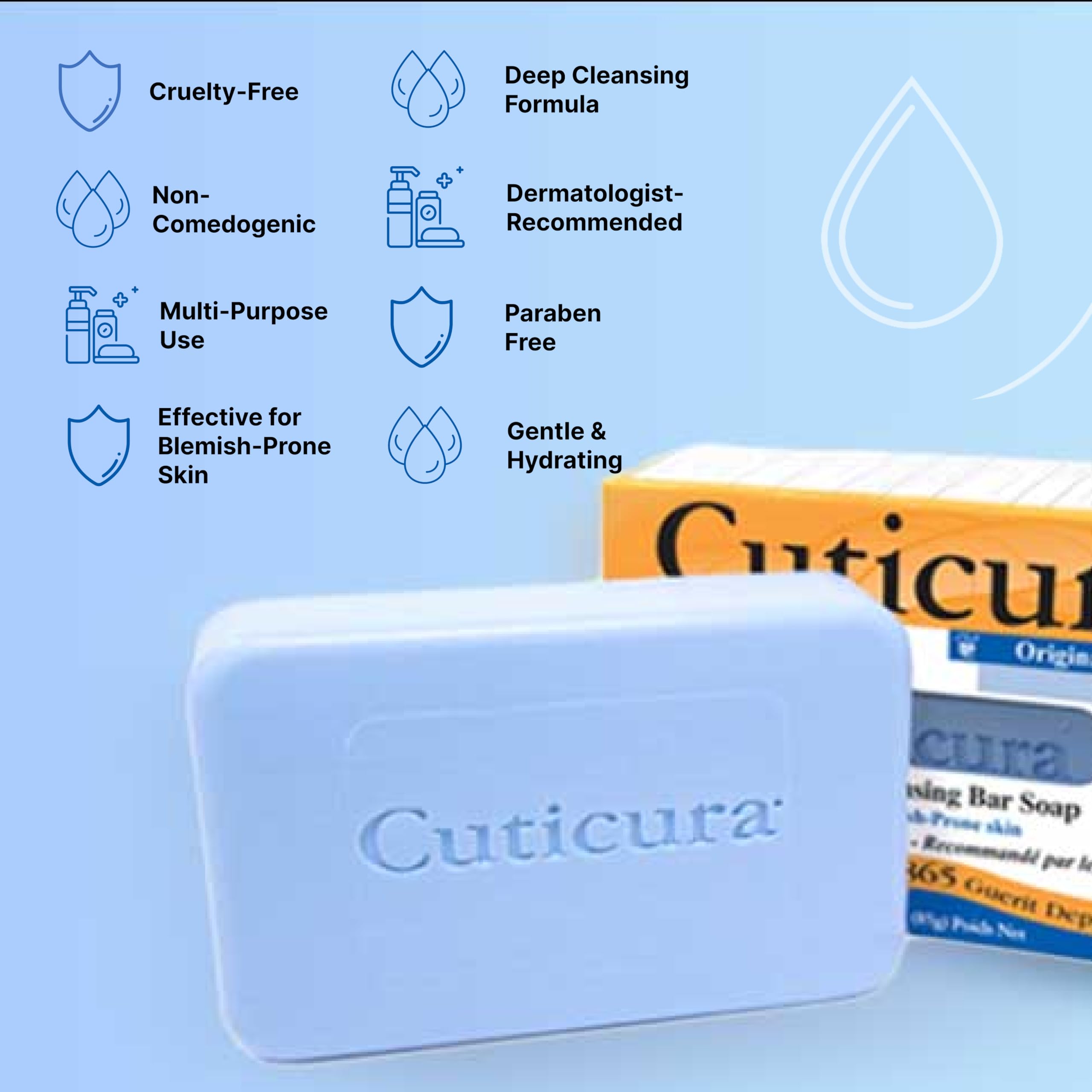Hands apply Cuticura Deep Cleansing Soap to face and body for cleansing routine