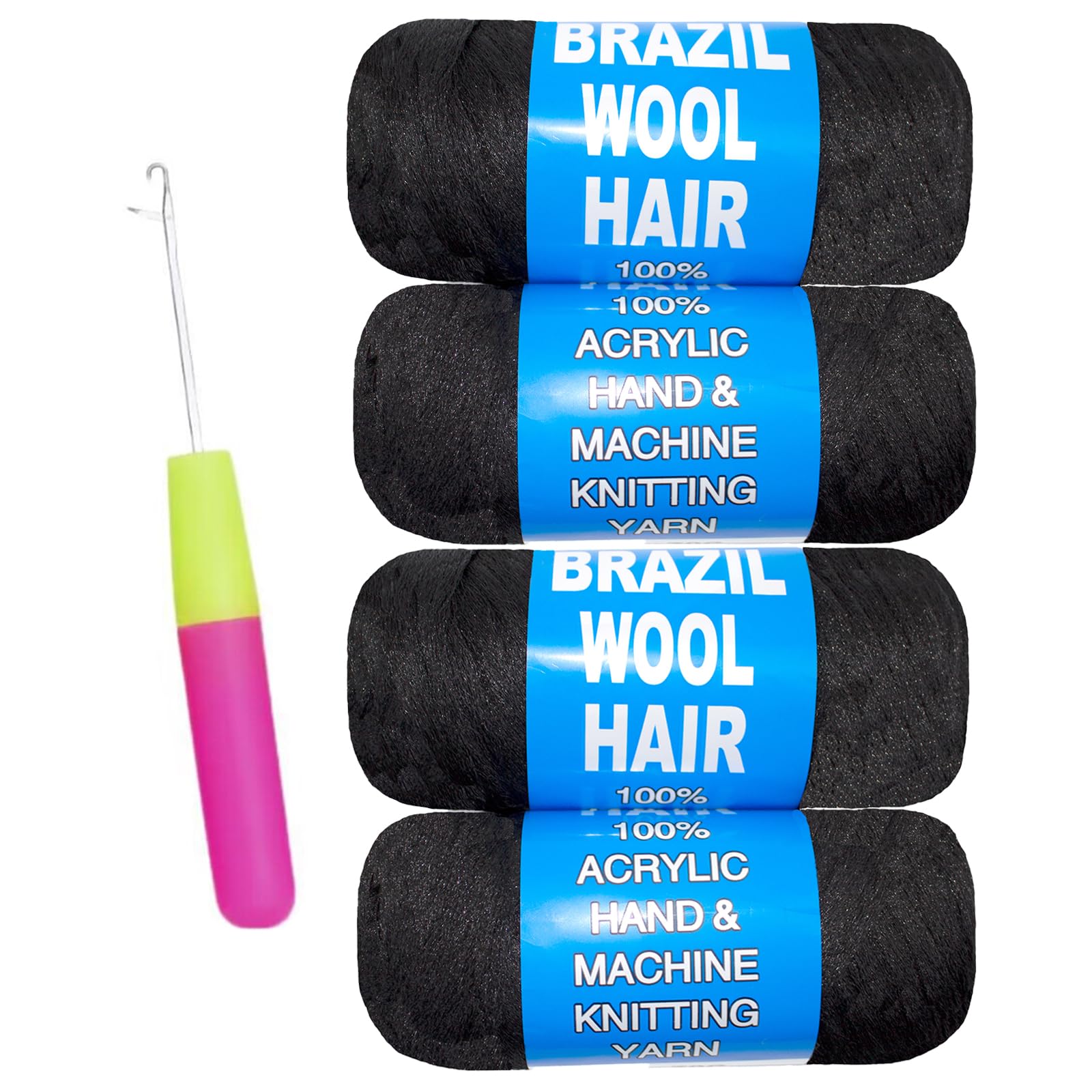 CUUKEA natural black Brazilian wool hair 4Roll pack shows authentic texture for jumbo braids
