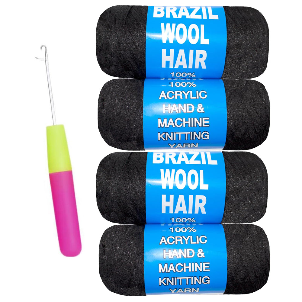 CUUKEA natural black Brazilian wool hair 4Roll pack shows authentic texture for jumbo braids