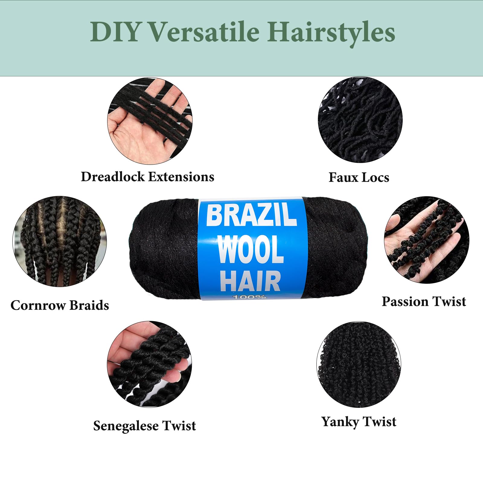 CUUKEA natural black wool hair versatile for soft locs and crochet