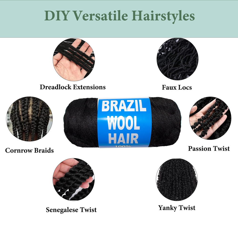 CUUKEA natural black wool hair versatile for soft locs and crochet
