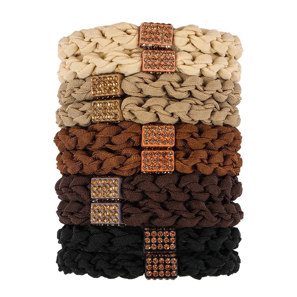 CUZZME hair ties close-up with rhinestones for chic, secure thick-hair styling.