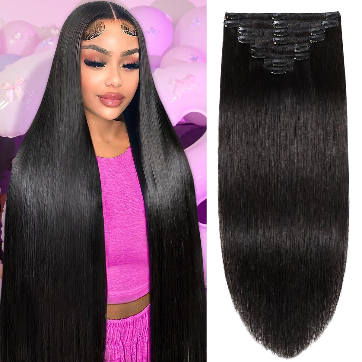 CWRDK clip-in hair extensions in real human hair for seamless length enhancement.