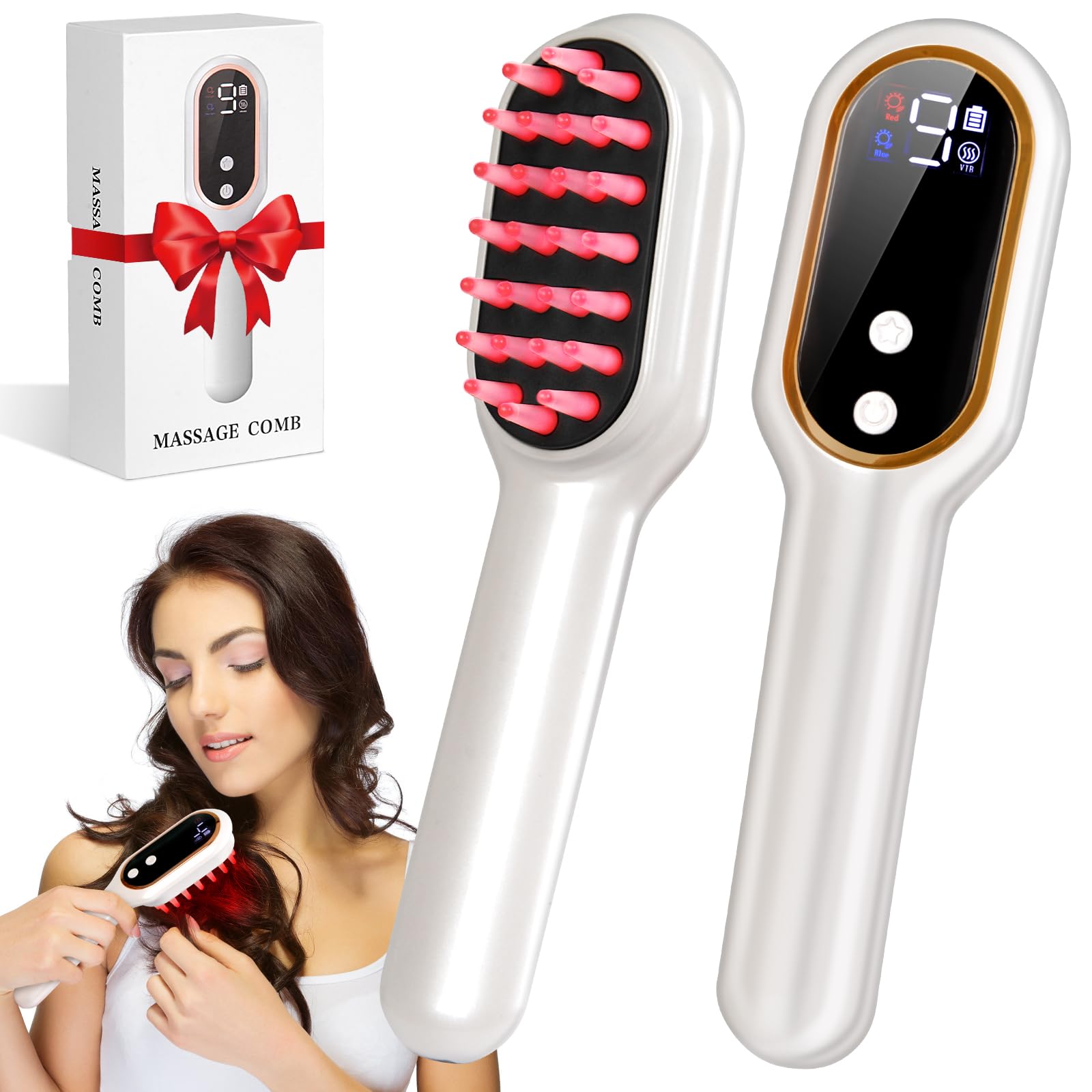 CWTUL Laser Hair Growth Comb front view showing ergonomic design for easy scalp sessions