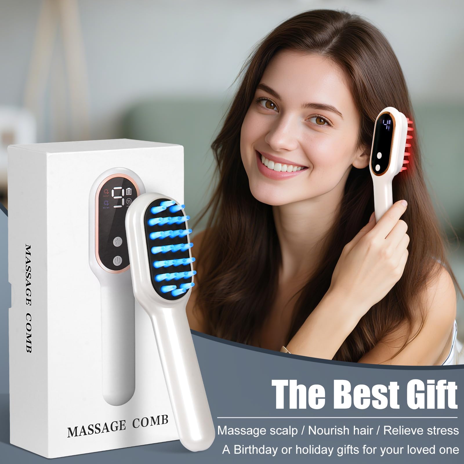 CWTUL Laser Hair Growth Comb head-massage feature suggests soothing scalp sensation