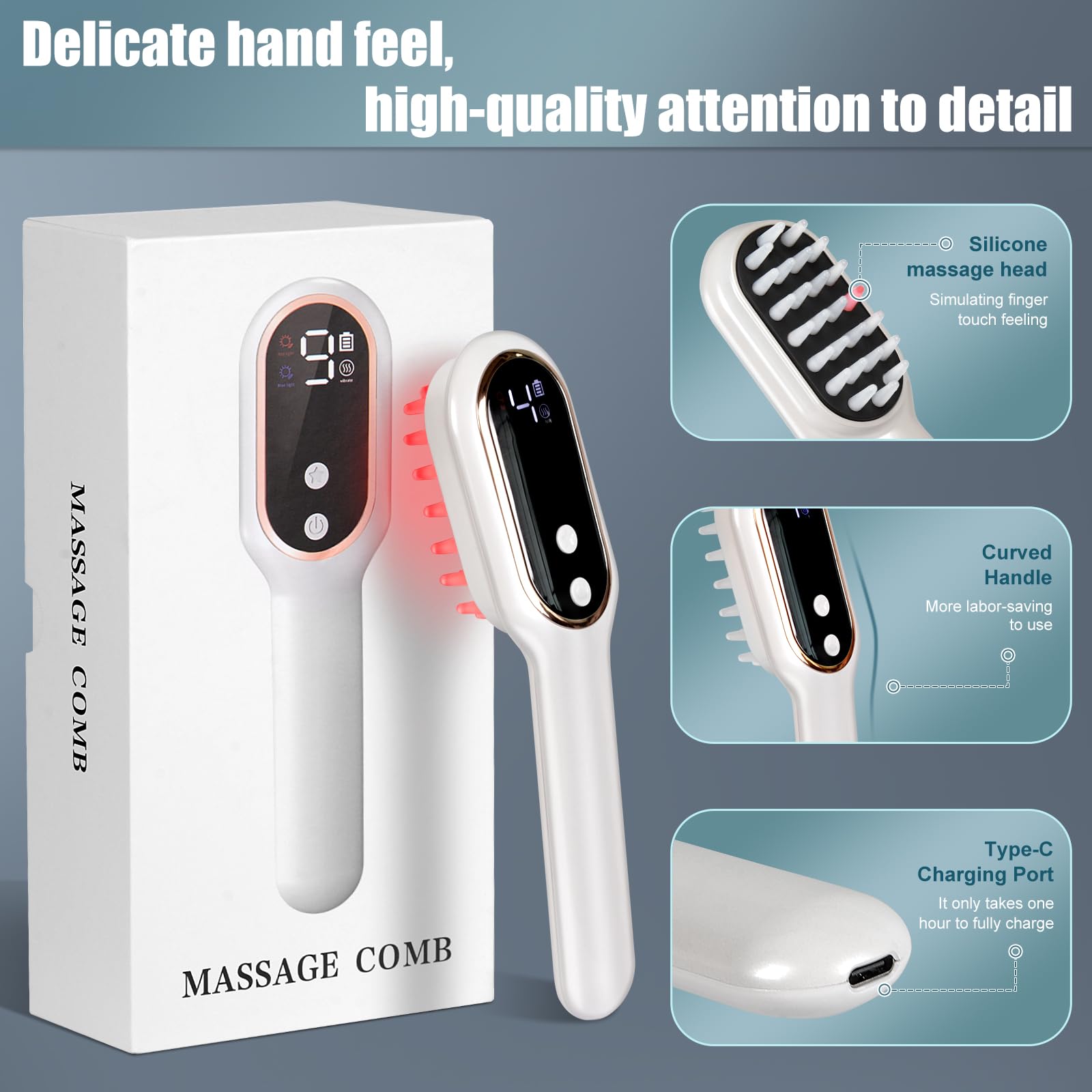 CWTUL Laser Hair Growth Comb side view highlighting slim profile for targeted treatment
