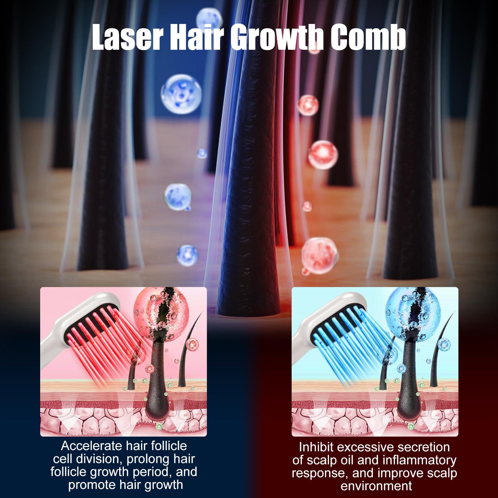 CWTUL Laser Hair Growth Comb USB-C port enables easy on-the-go recharge