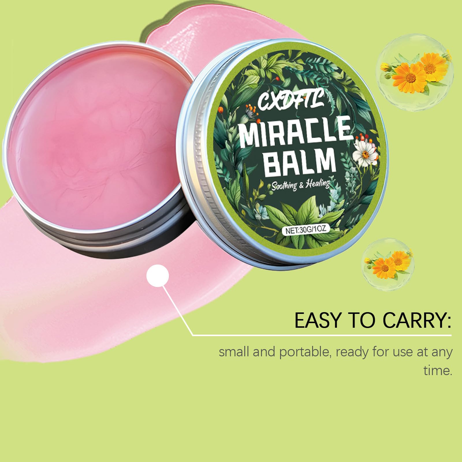CXDFTL Miracle Balm packaging front communicates natural, skin-friendly ingredients.