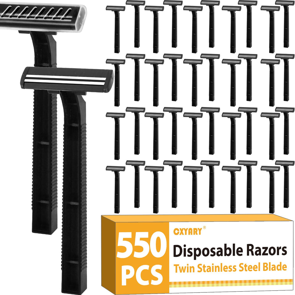 CXYARY 550-pcs twin-blade disposable razors in bulk—ideal for home or hotel stocking.