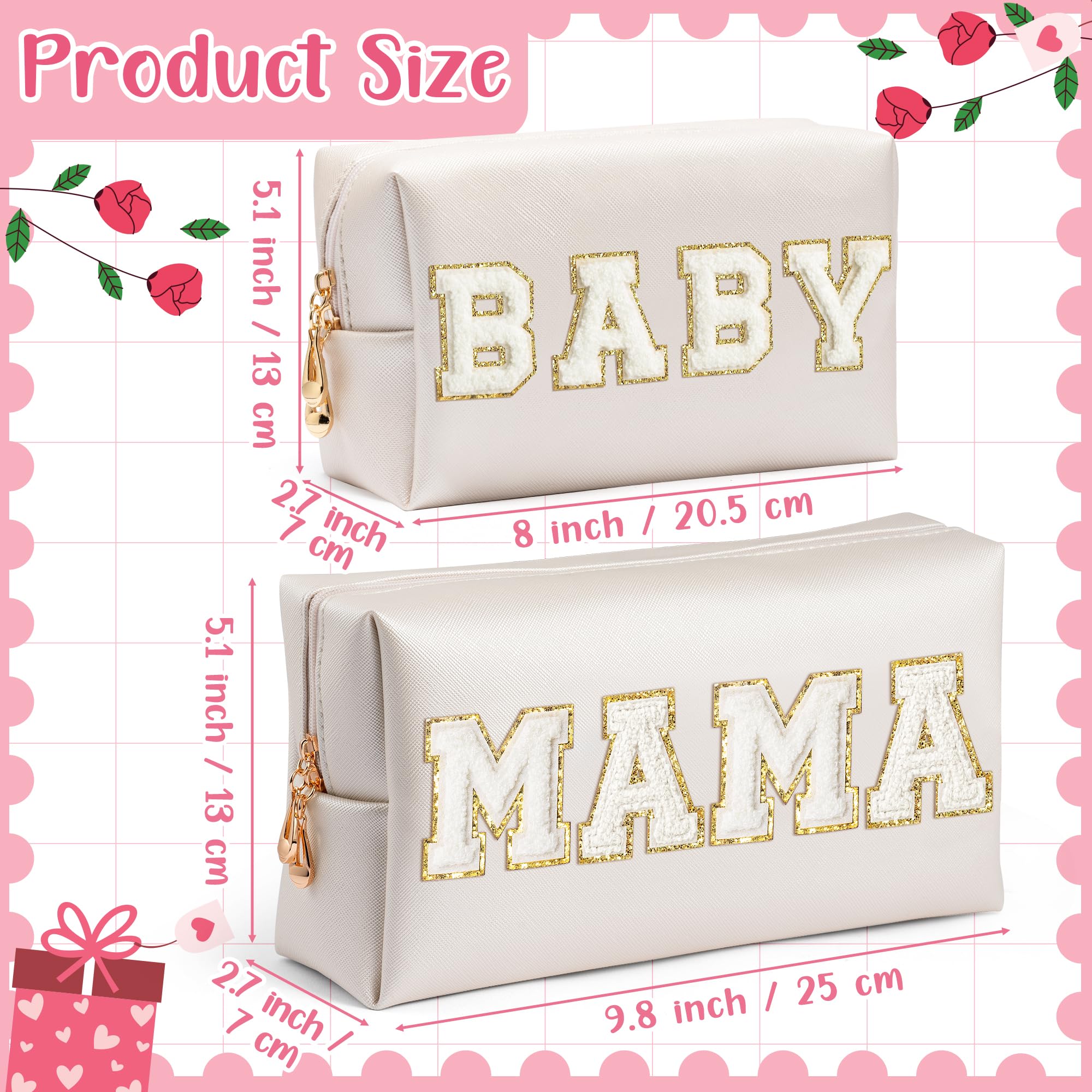 CY2SIDE Baby makeup bag patch detail on white shell with chenille texture
