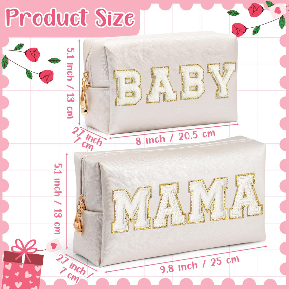 CY2SIDE Baby makeup bag patch detail on white shell with chenille texture