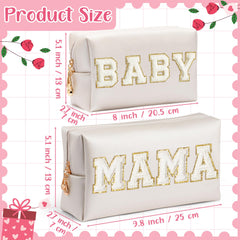 CY2SIDE Baby makeup bag patch detail on white shell with chenille texture