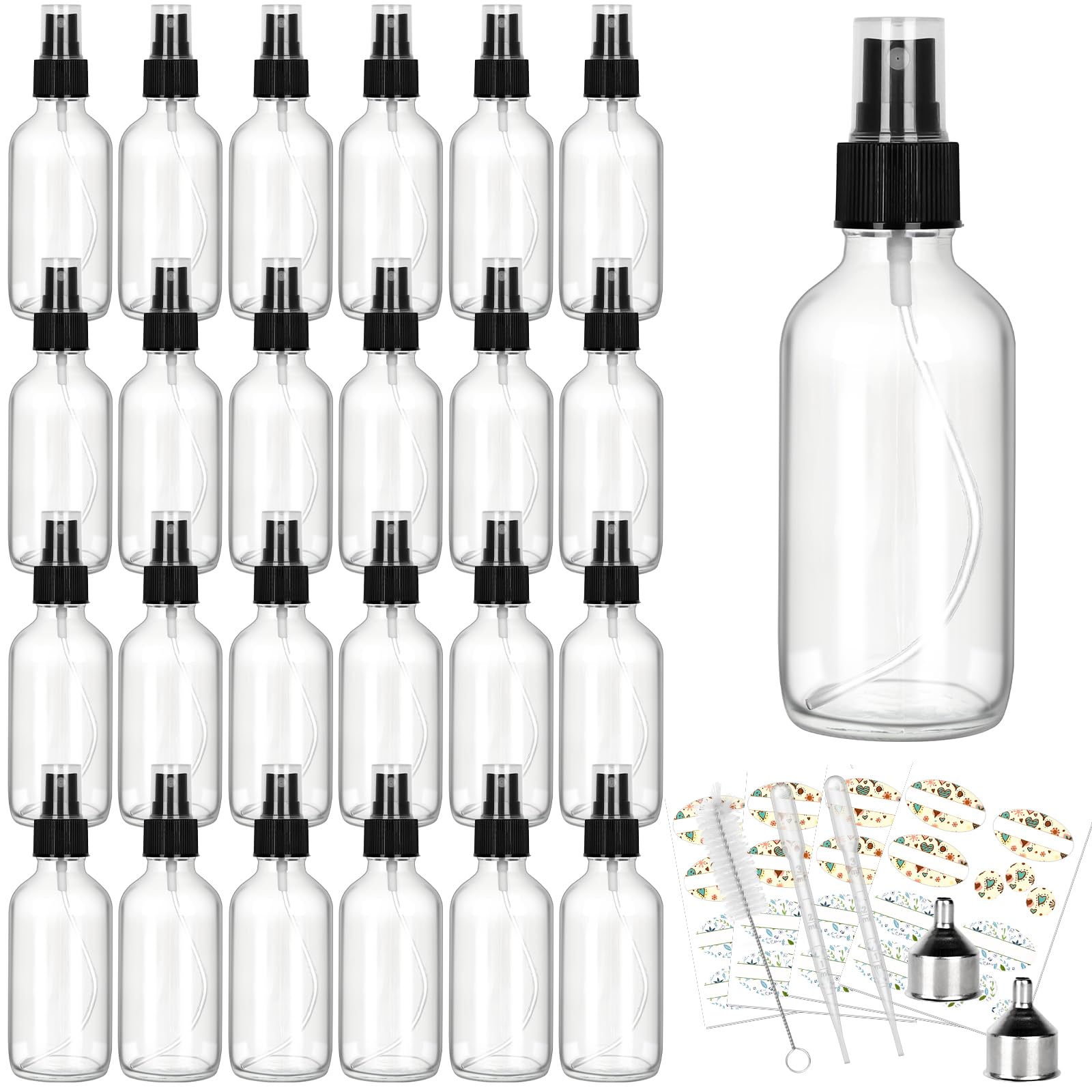 CycleMore 4oz clear glass spray bottles with fine mist sprayers for precise essential oil application