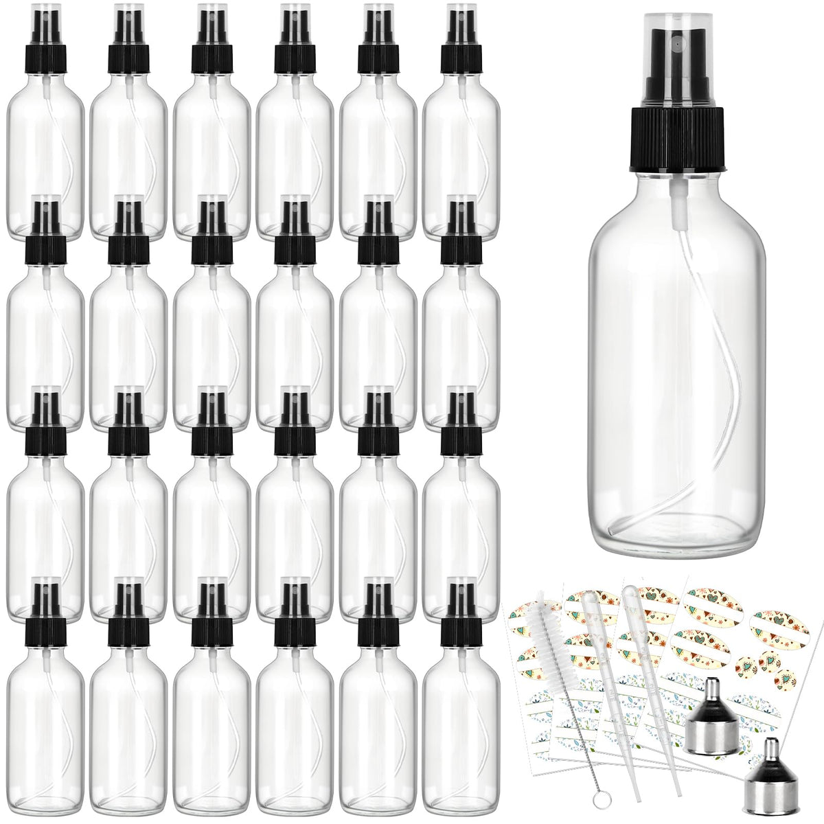 CycleMore 4oz clear glass spray bottles with fine mist sprayers for precise essential oil application