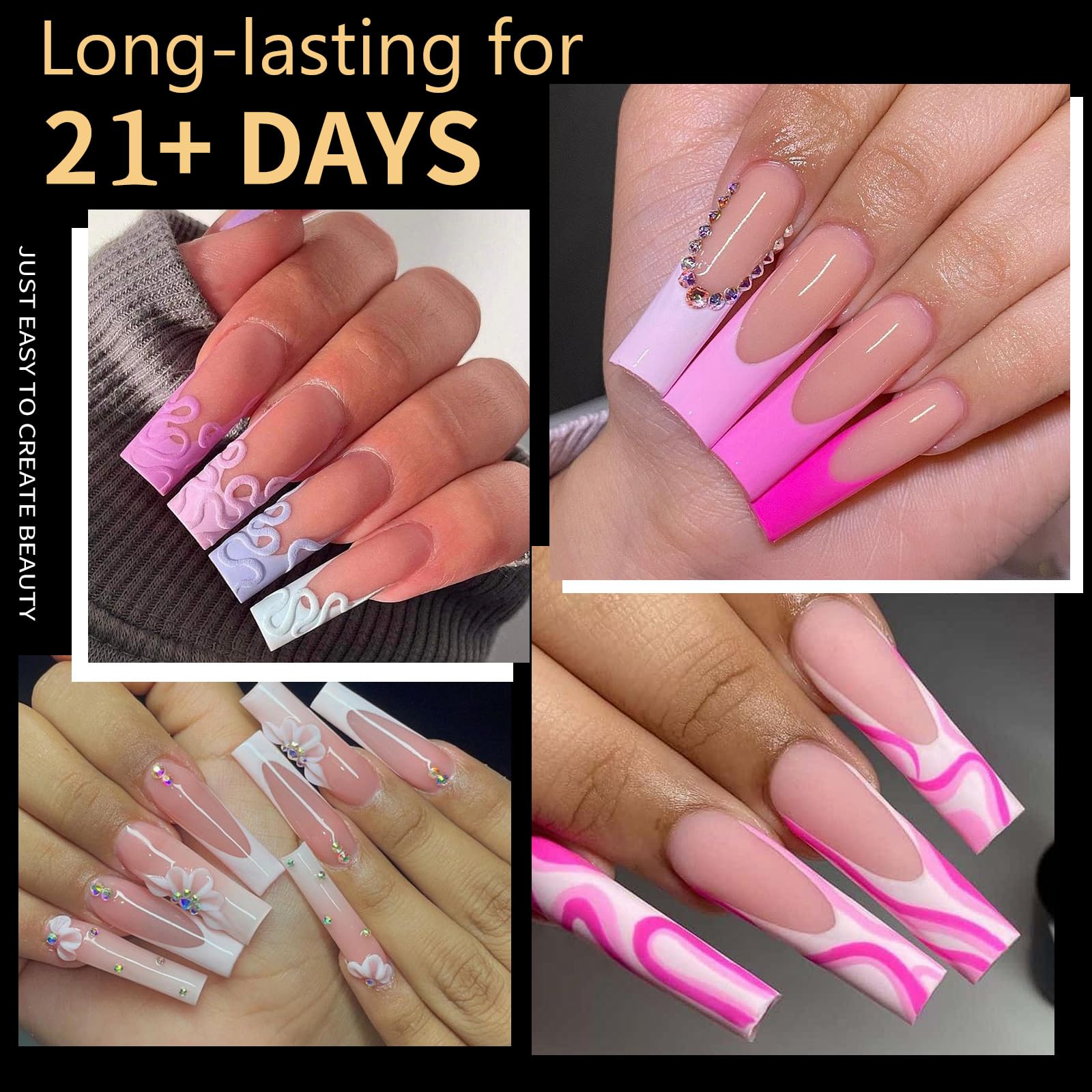 Cycullinyt soft gel nail tips close-up showing no-trace design for easy DIY nails.