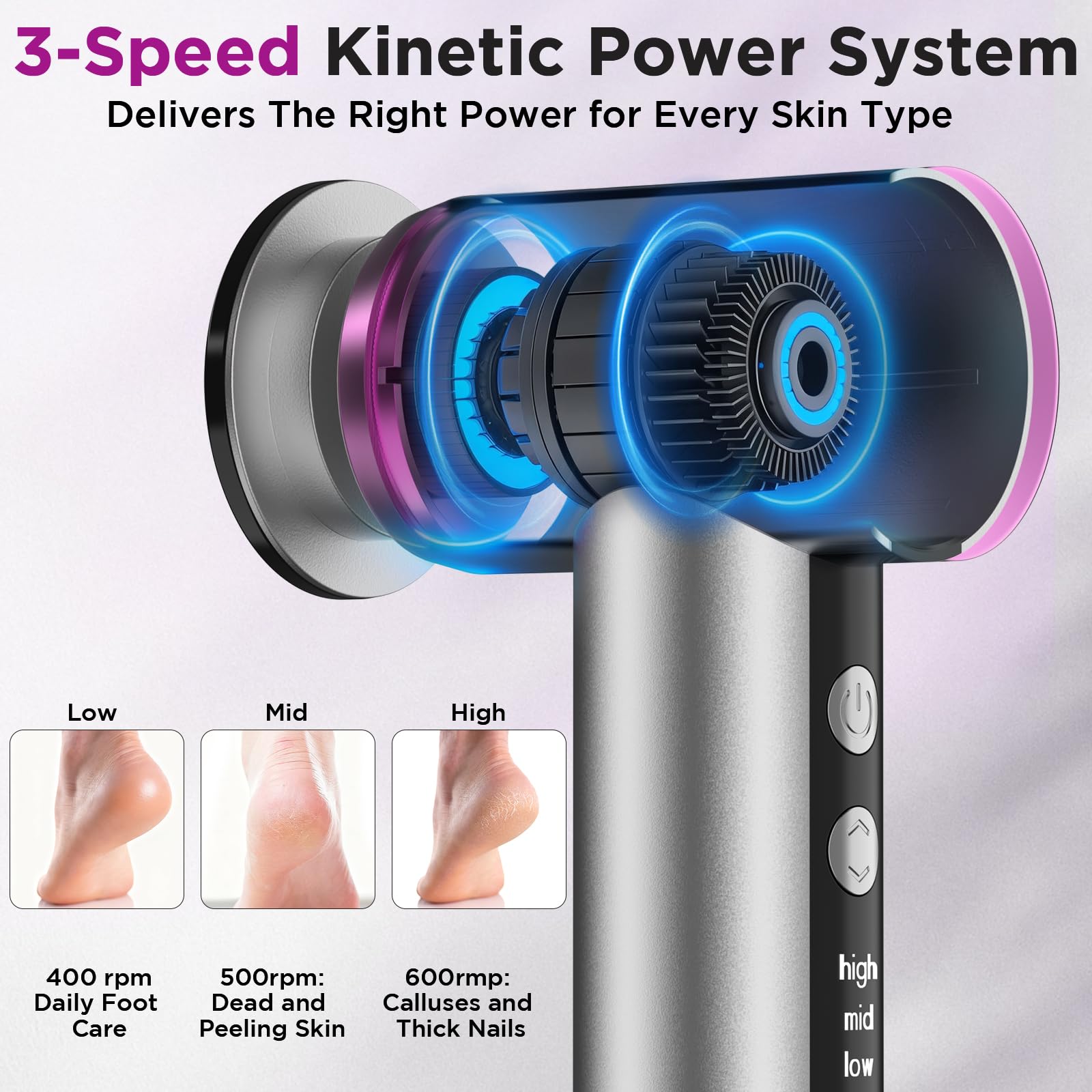 CYFERUY rechargeable battery powers cordless pedicure sessions.