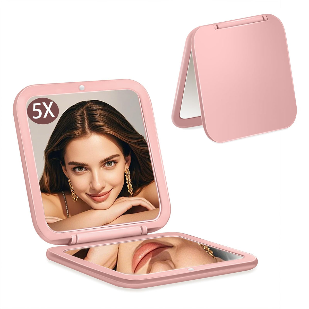 CYHTSHFZ pocket mirror pink closed for on-the-go touch-ups.