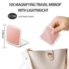 CYHTSHFZ pocket mirror pink open for quick makeup checks.