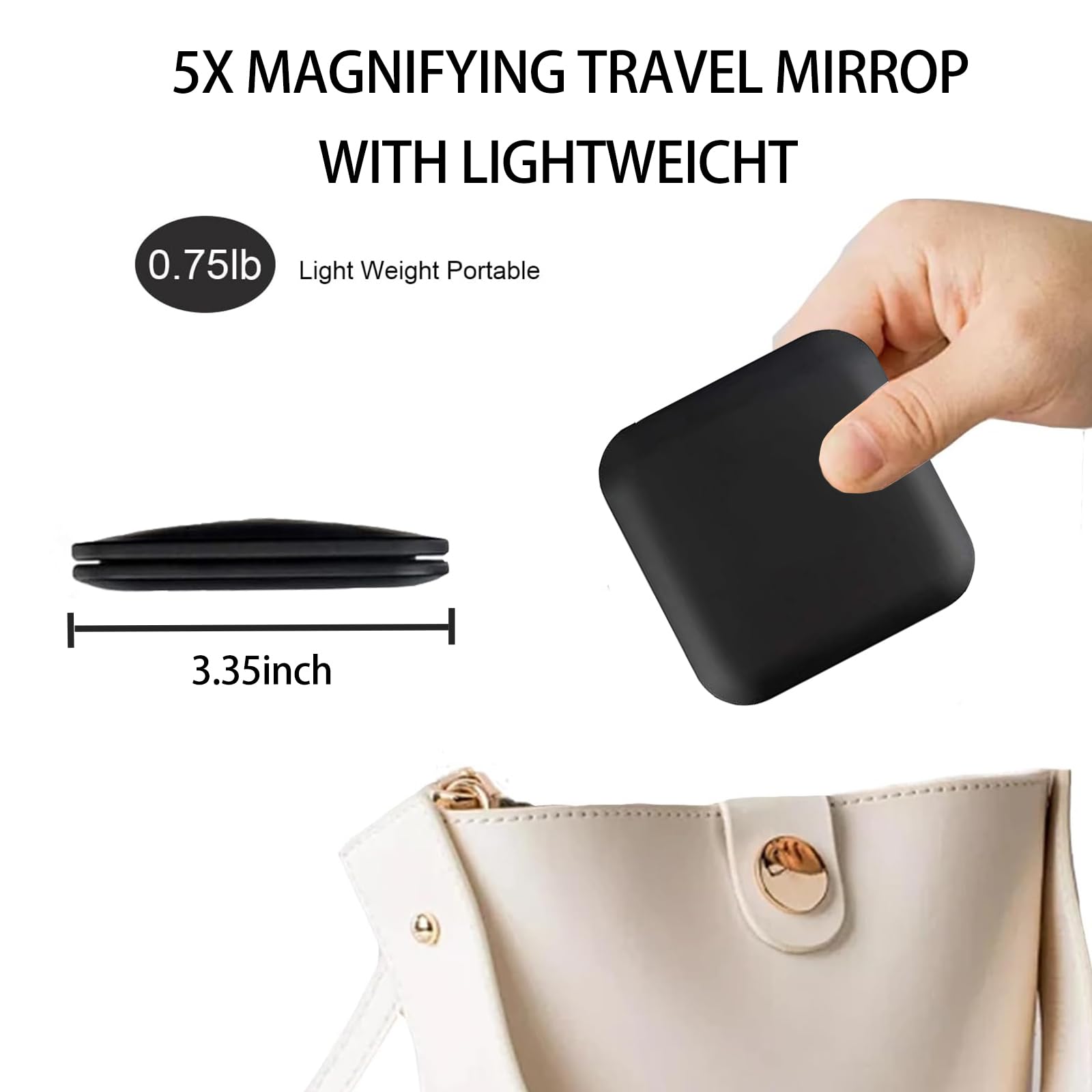 CYHTSHFZ pocket mirror ultra-slim black ideal for on-the-go touchups