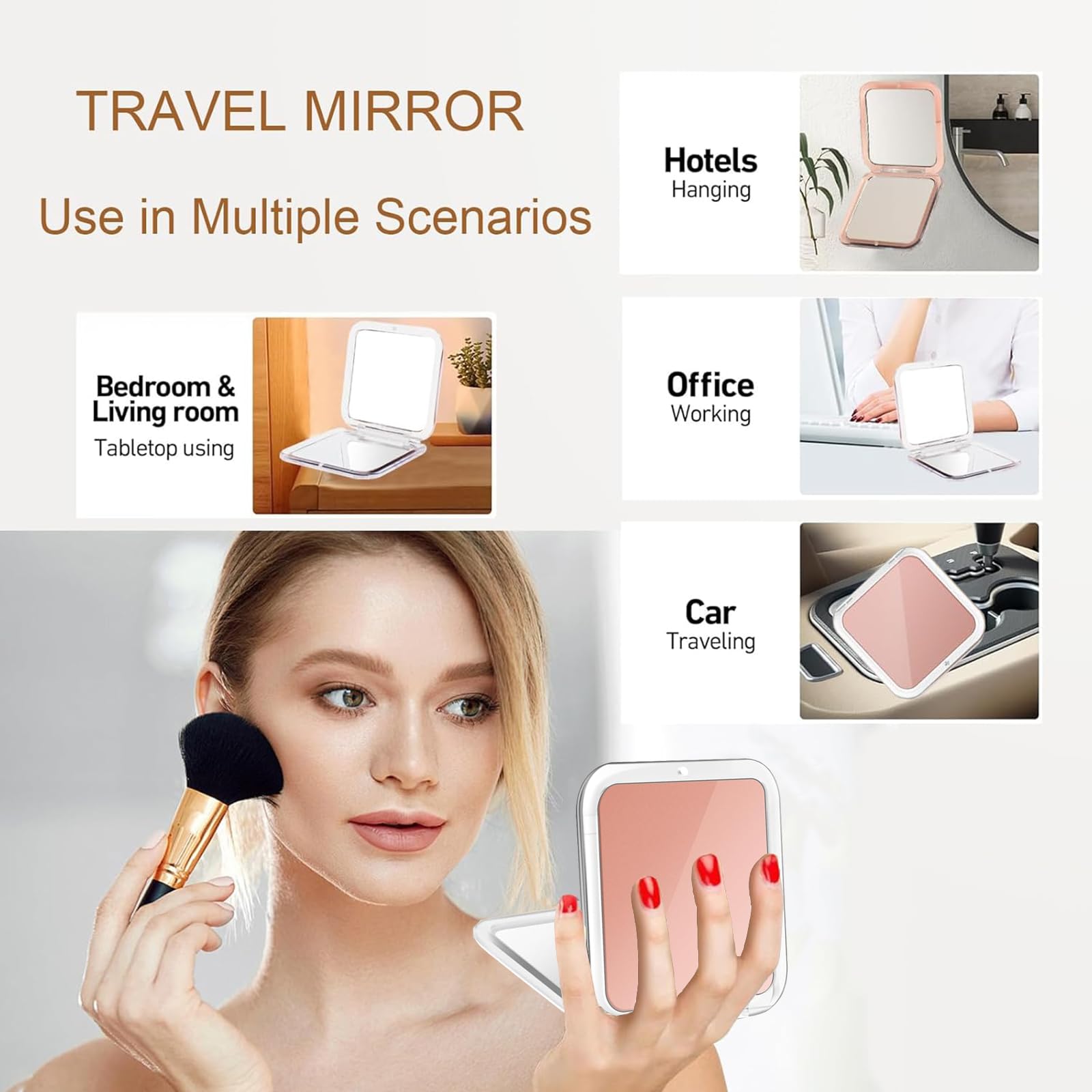 CYHTSHFZ travel makeup mirror folding for easy angle adjustment.
