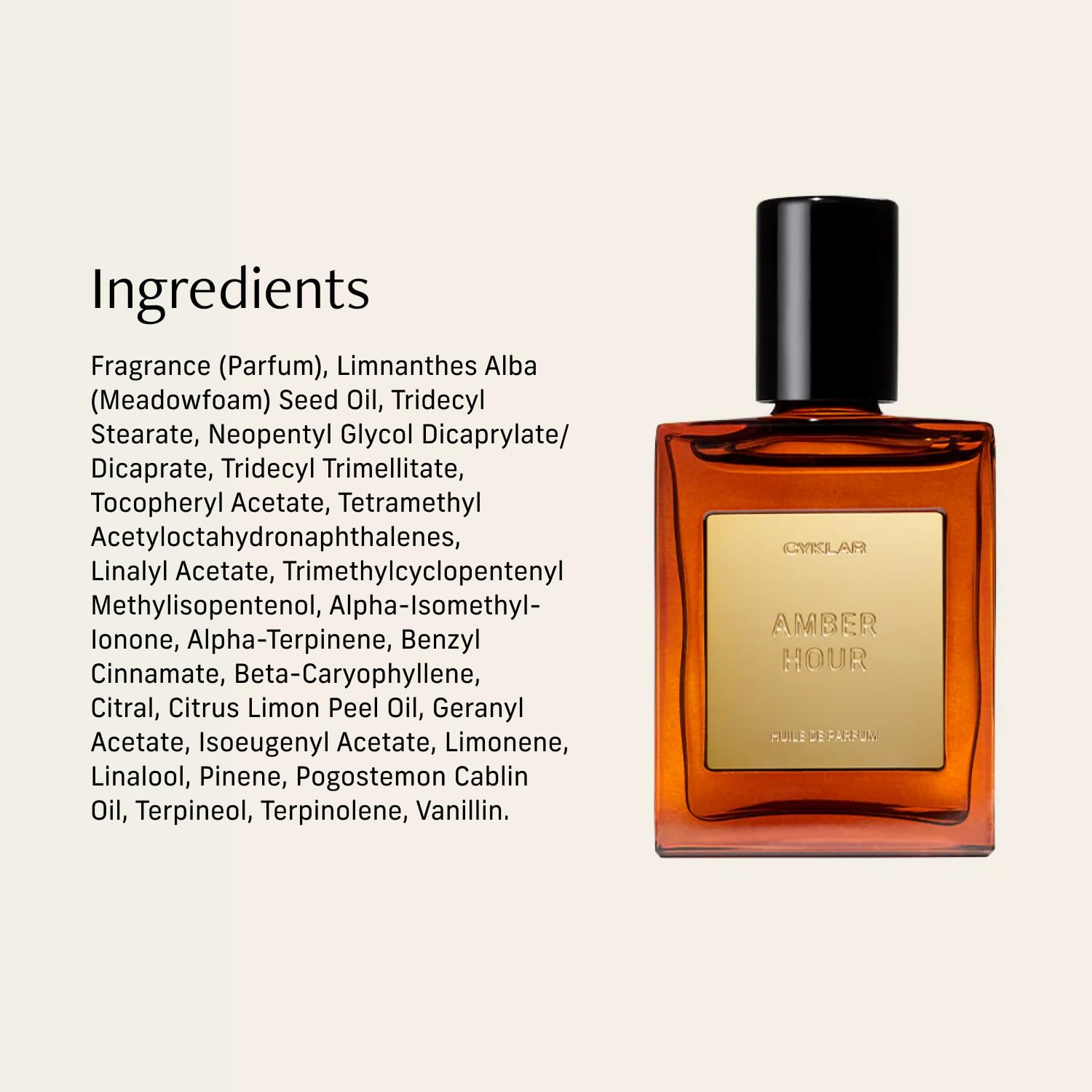 CYKLAR Amber Hour wear-test on skin demonstrates lasting aroma.