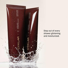 CYKLAR balm-to-oil texture transition shown on damp skin.