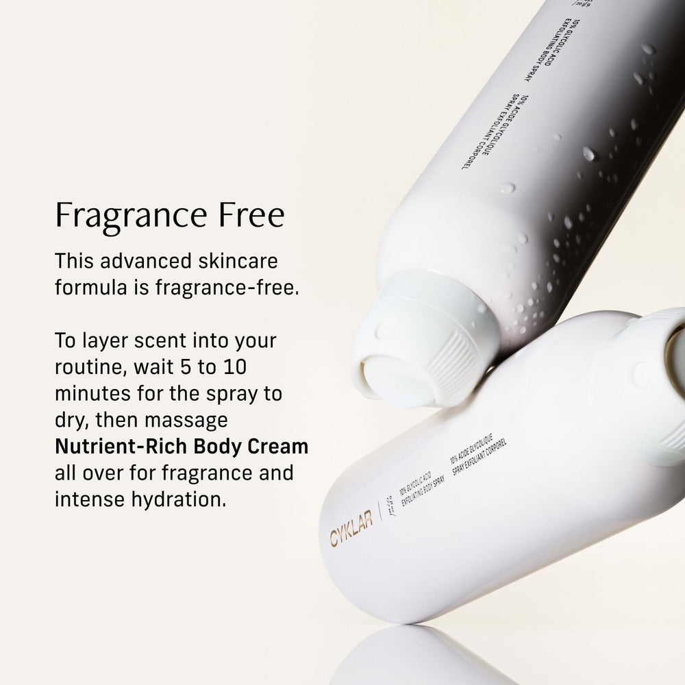 CYKLAR glycolic spray label fragrance-free suitable for sensitive skin