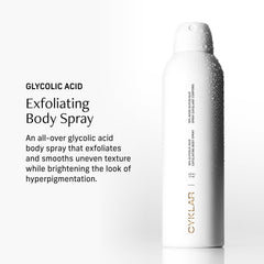CYKLAR glycolic spray mist application for full-body exfoliation