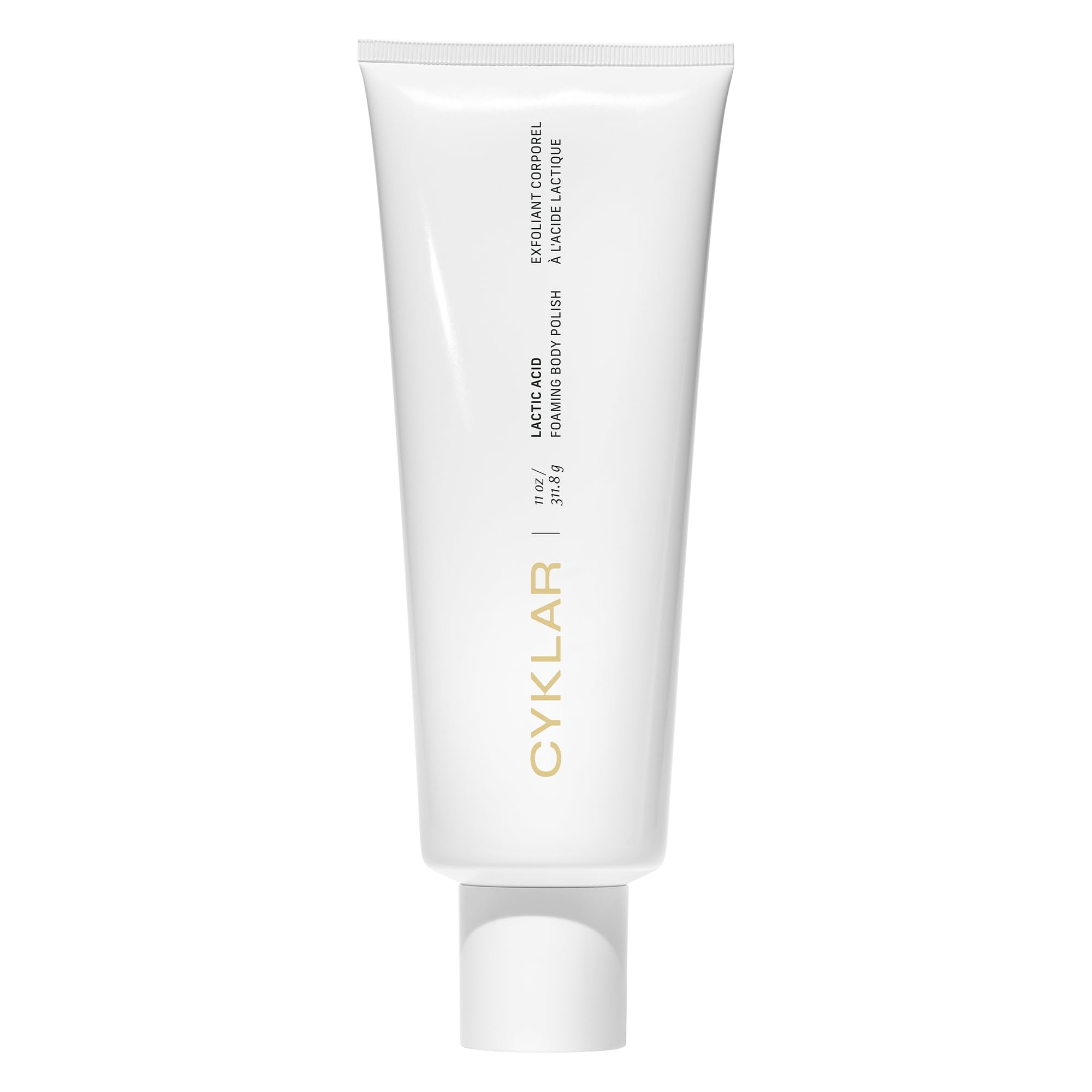 CYKLAR lactic acid foaming polish closeup showing creamy foam for gentle exfoliation