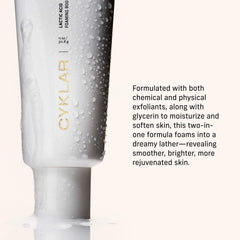 CYKLAR bottle with glycerin droplets highlighting hydration after exfoliation