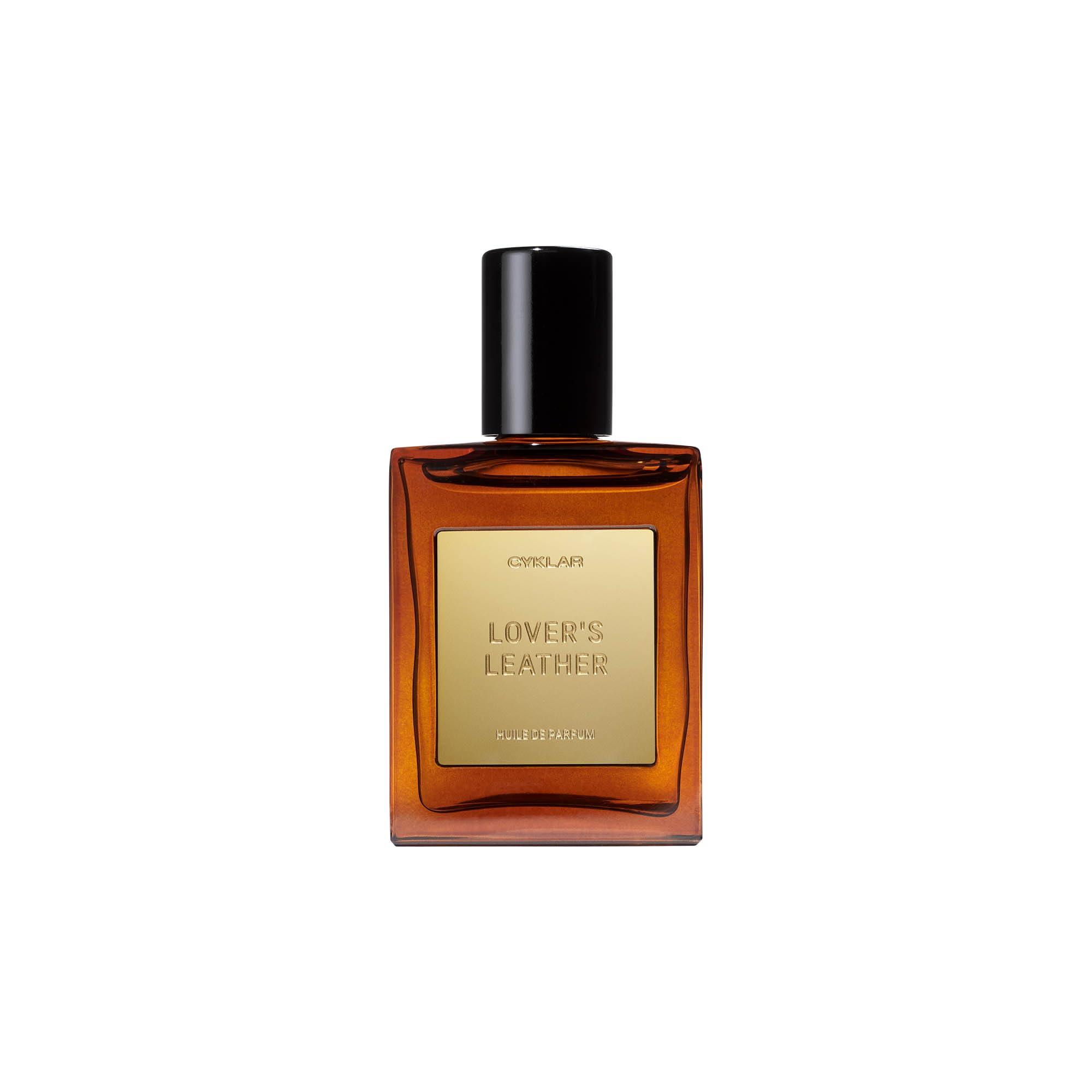 CYKLAR Lovers Leather bottle closeup highlighting saffron, leather, and sandalwood notes for sensual mood