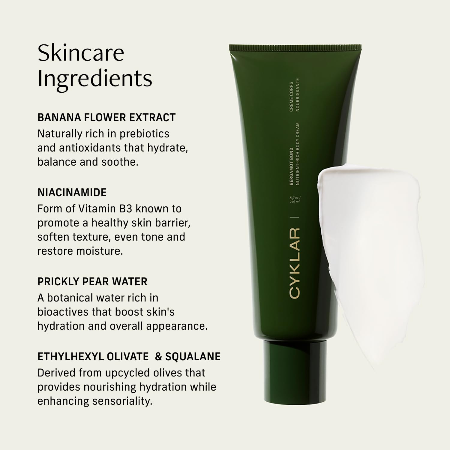 CYKLAR Nutrient Rich Body Cream banana flower ingredient close-up.