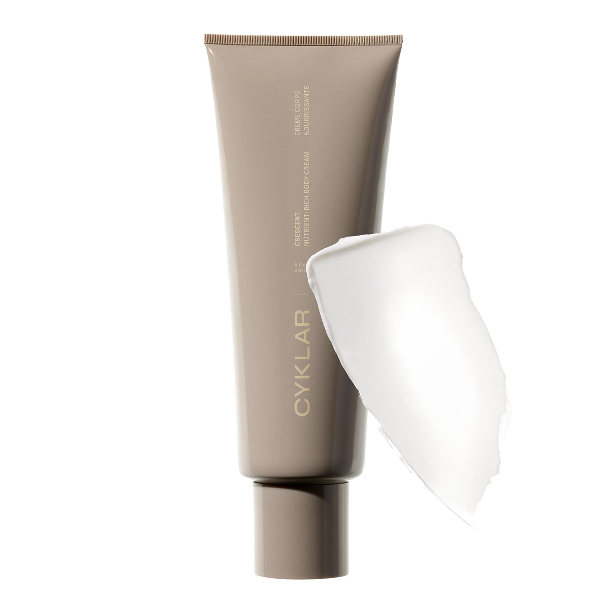 CYKLAR Nutrient Rich Body Cream bottle shows Crescent scent for dry skin care.