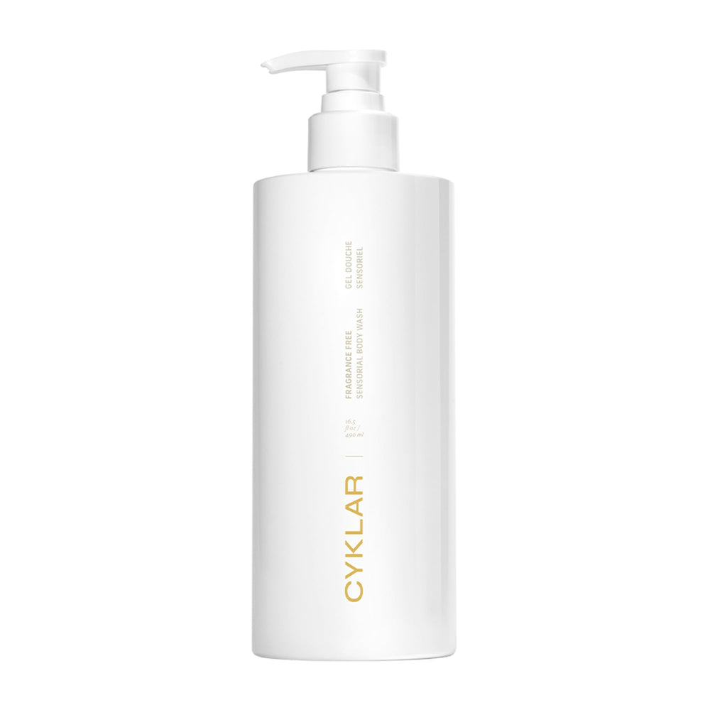 CYKLAR Sensorial Body Wash bottle pour for a hydrating, fragrance-free cleanse suitable for sensitive skin.