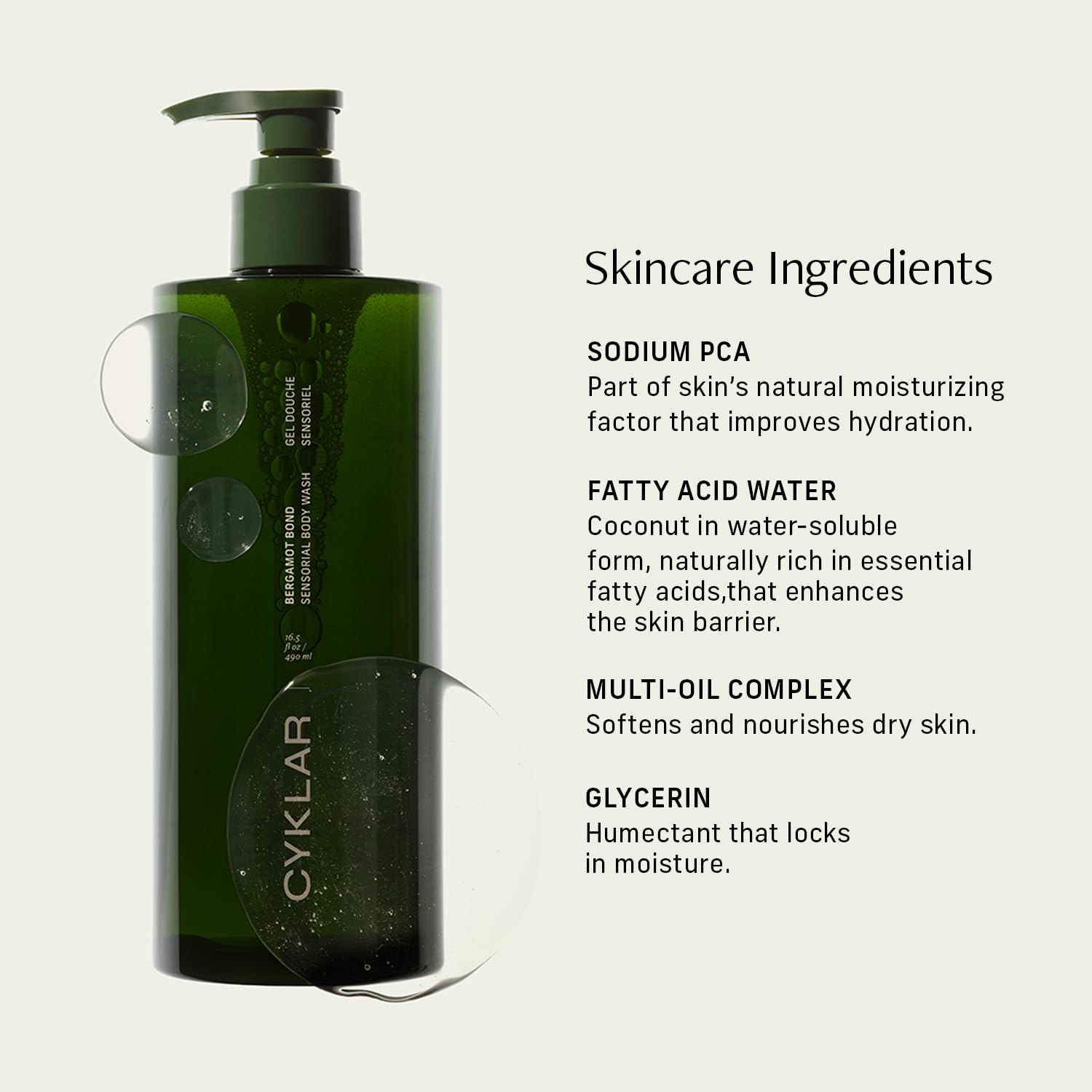 CYKLAR Sensorial Body Wash foam demonstrates rich, indulgent cleanse.