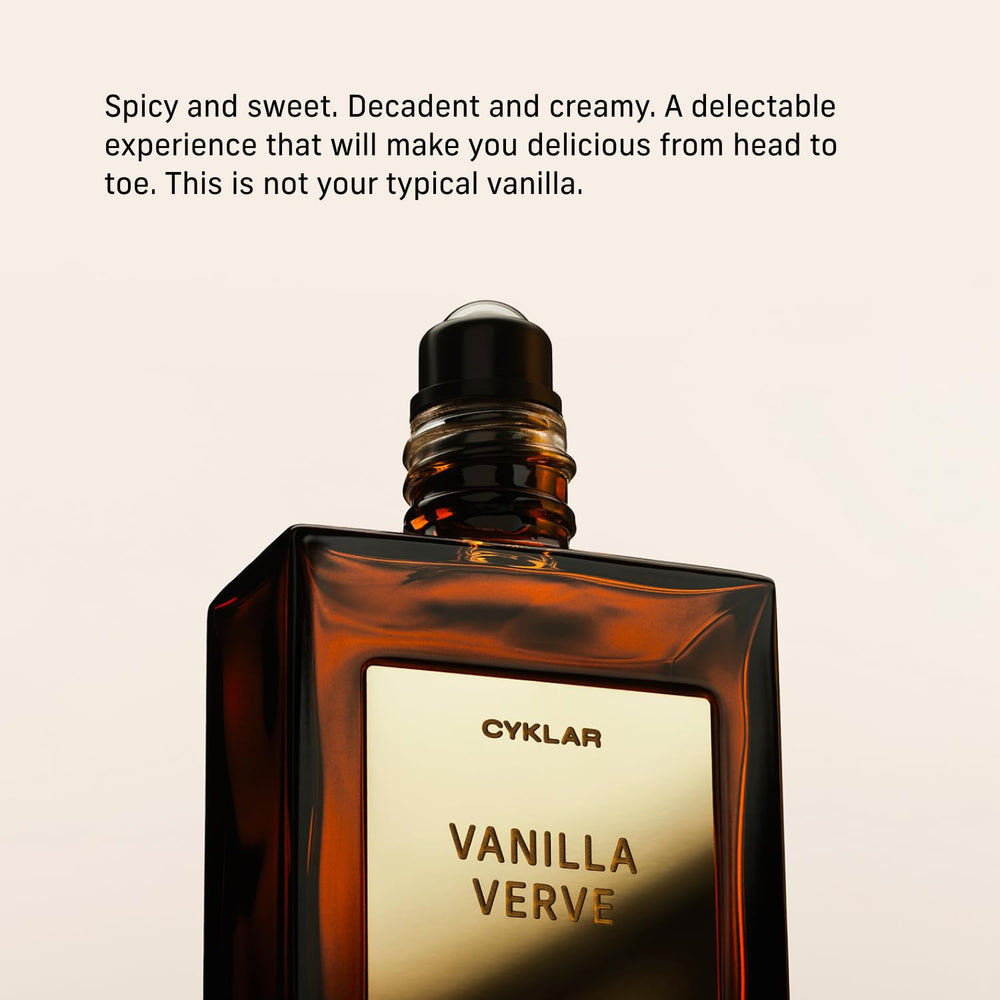 CYKLAR Vanilla Verve amber tinted bottle shows bergamot and amber.