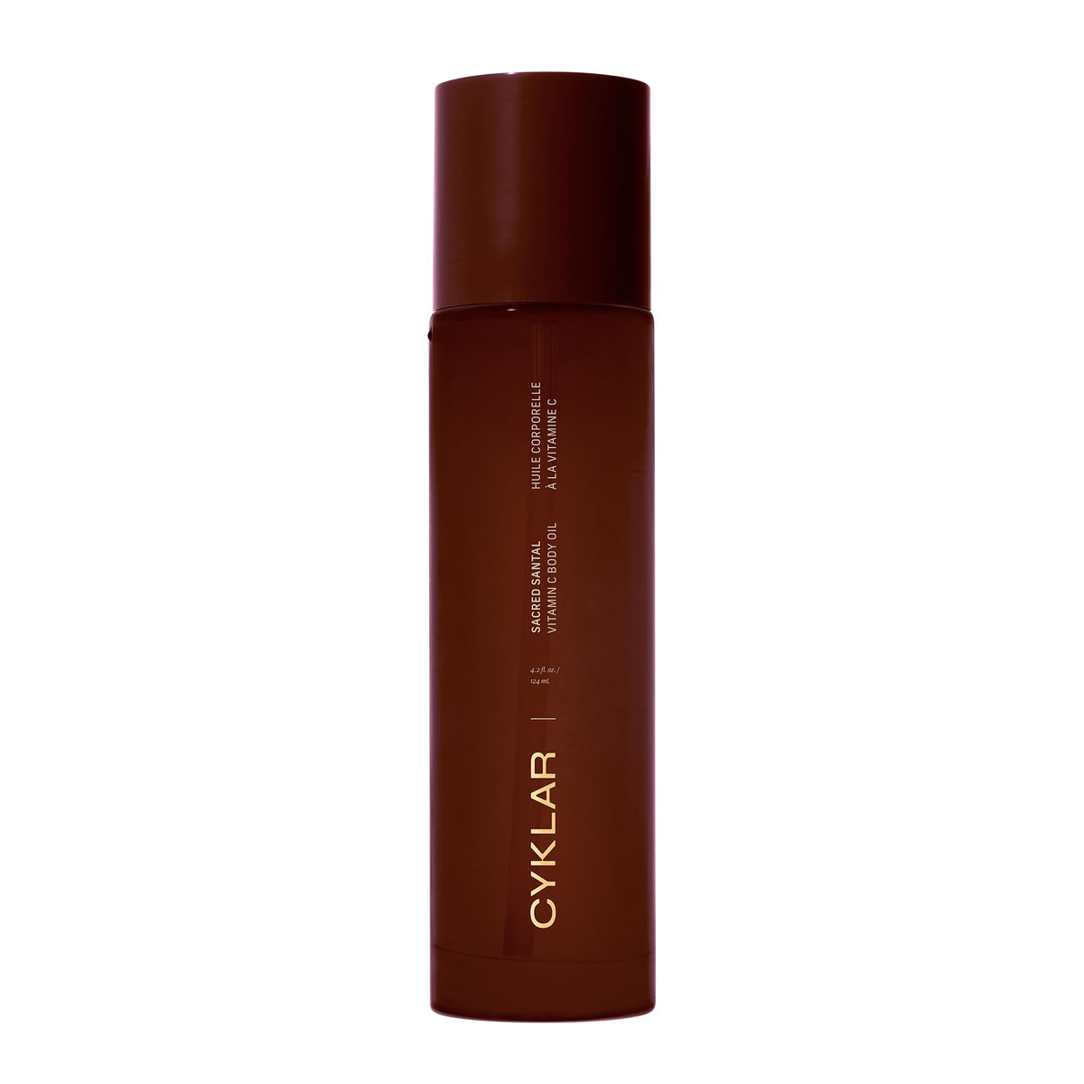 CYKLAR Vitamin C body oil bottle pour reveals quick-absorb hydration.