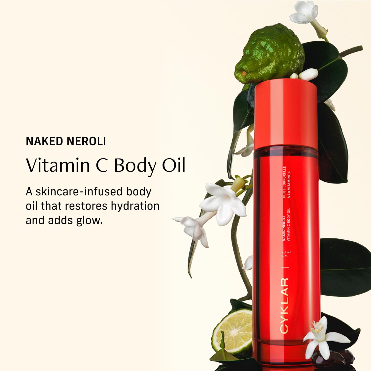 CYKLAR Vitamin C Body Oil texture close-up highlighting quick absorption