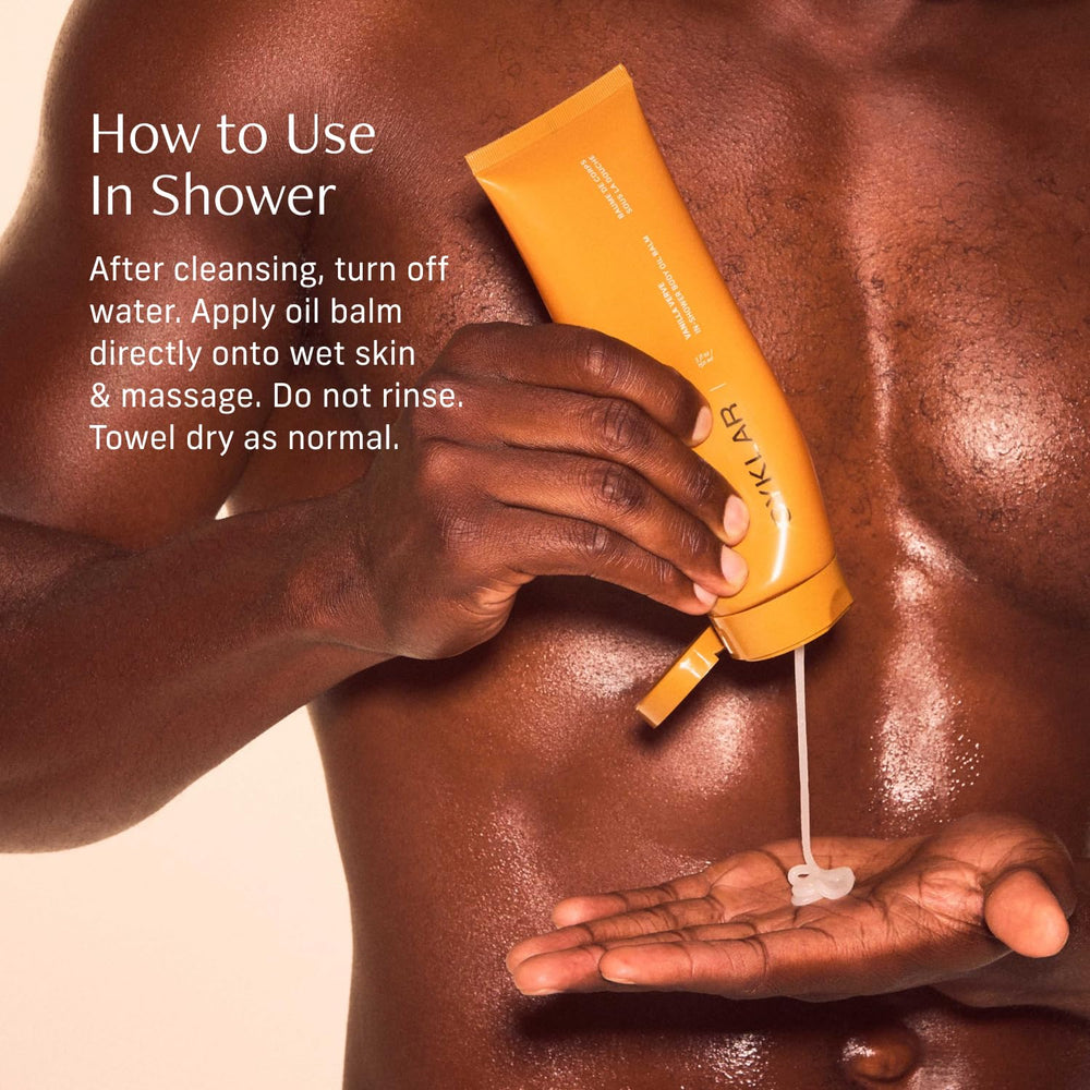CYKLAR applying balm to wet skin demonstrates in-shower hydration.