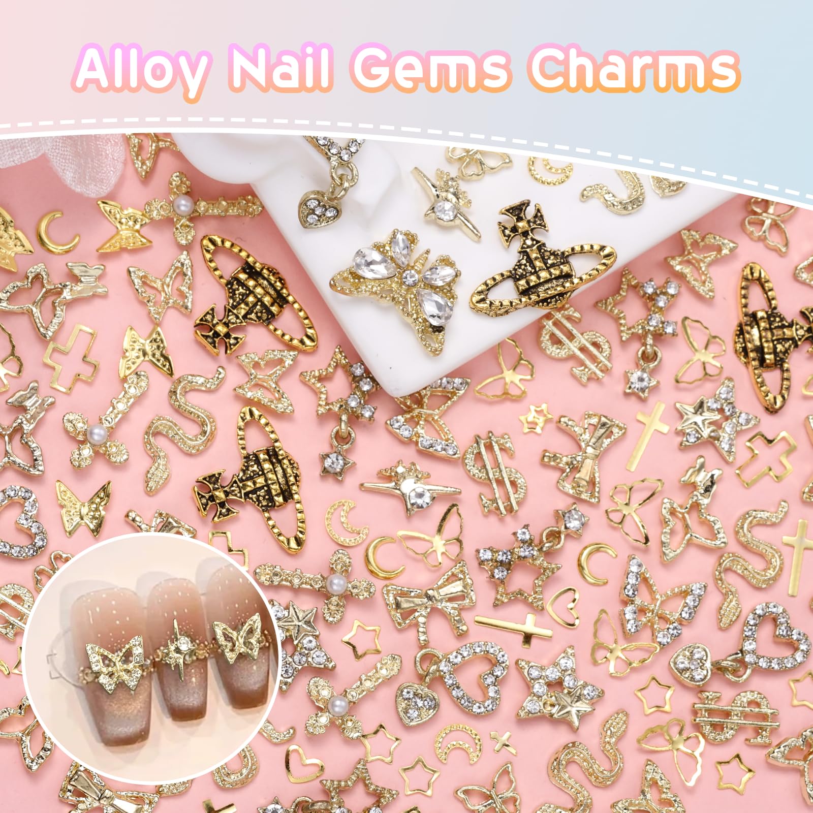 Cynailli 3D nail art charms butterfly planets empowers creative DIY nail designs.
