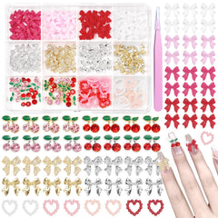 Cynailli 3D nail gems box with tweezers for precise, quick nail art application.