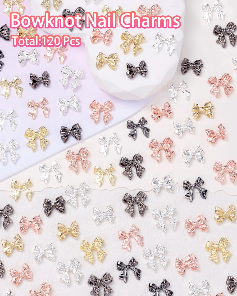 Adorno de lazo dorado de Cynailli para uñas, ideal para looks festivos