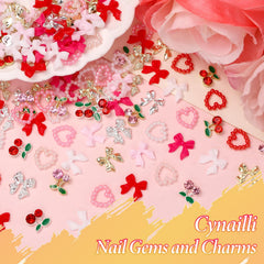 Cynailli bow heart charms add playful accents for chic nail designs.
